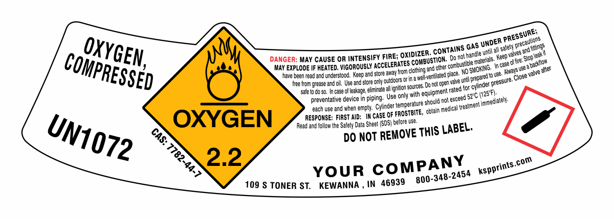Un1072 Medical Oxygen Label Compressed Oxygen Usp