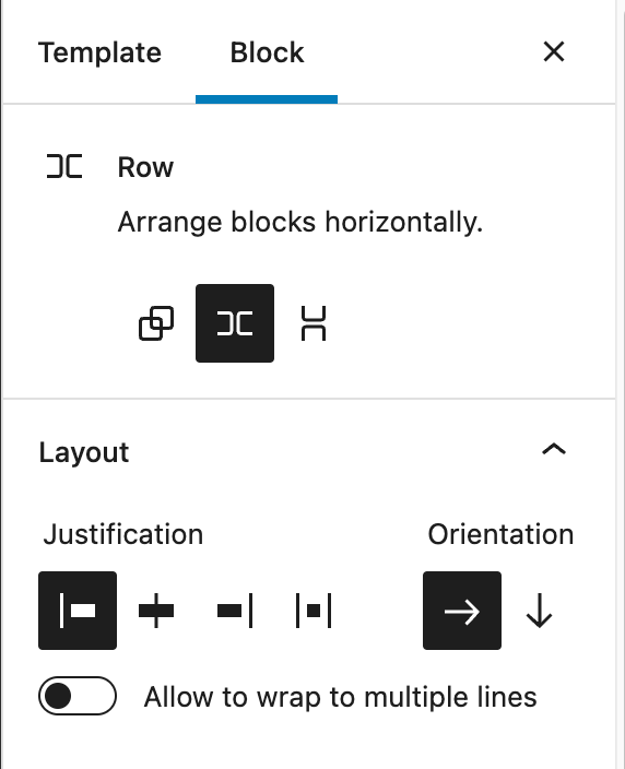 Row block settings