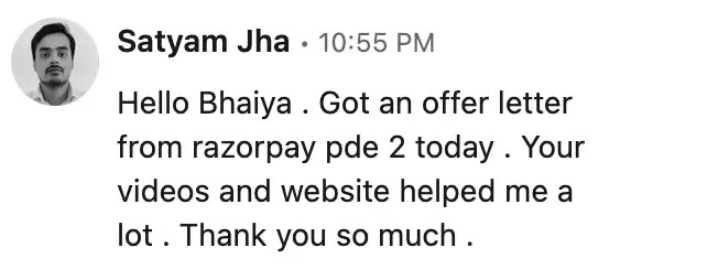 Got offer from Razorpay as PDE2