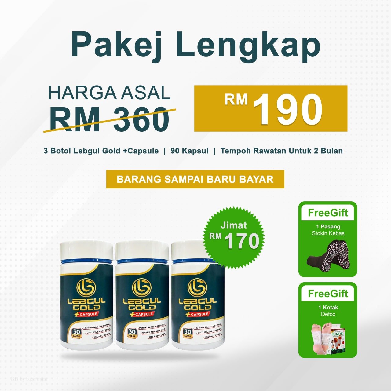 Pakej Rawatan Lengkap Lebgul Gold Kapsul Plus