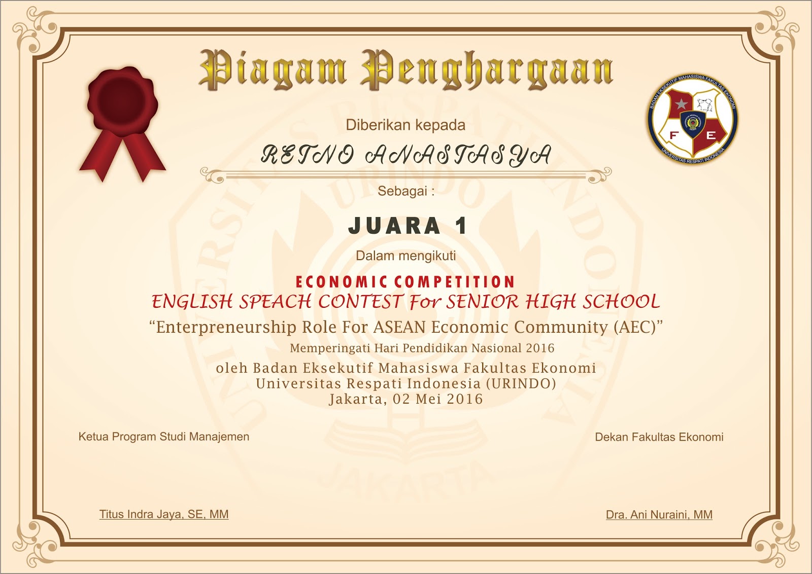 Contoh Piagam Penghargaan Turnamen Sepak Bola  Bila Rasa