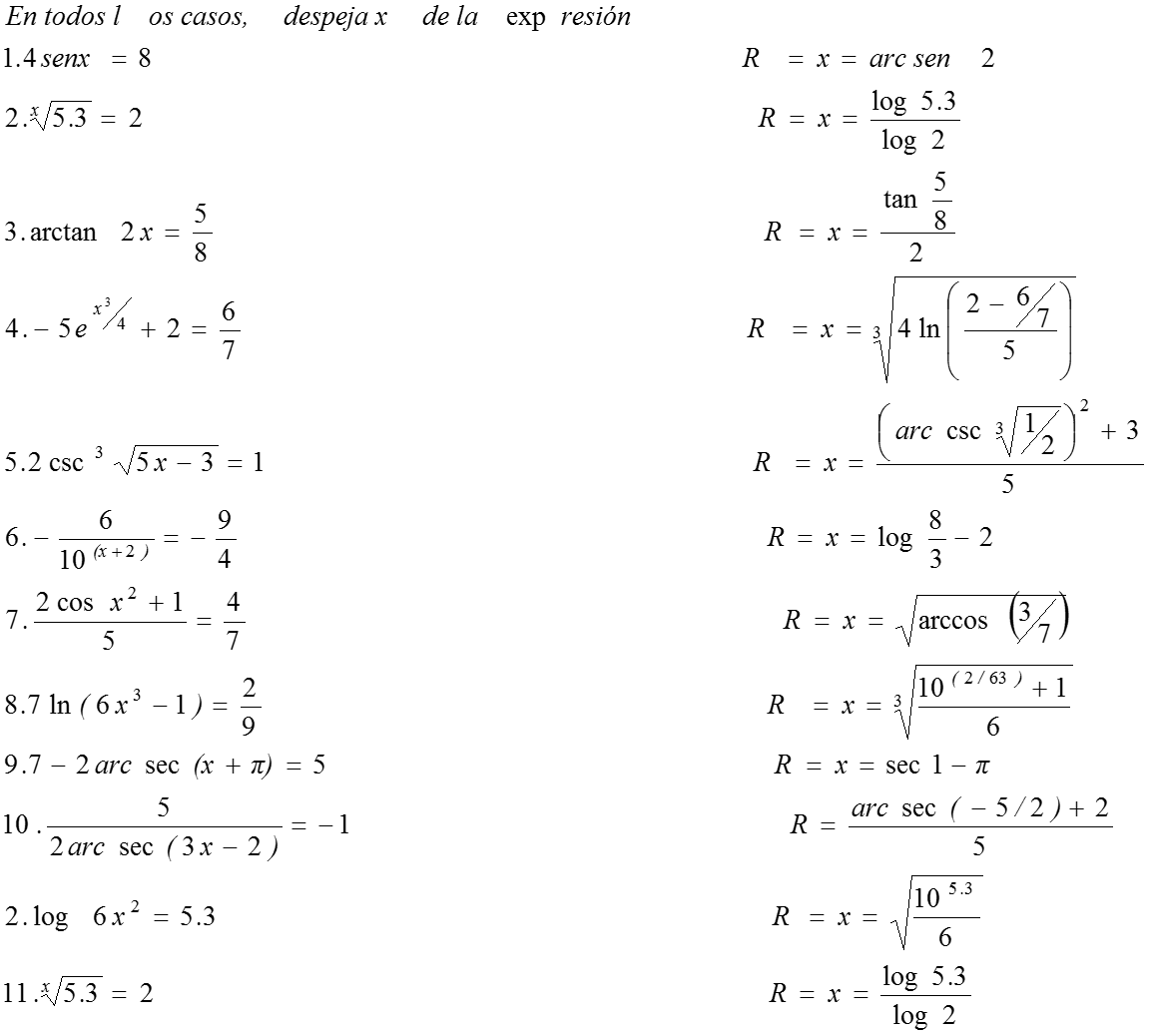 Ejercicios Despejar Variables Otosection