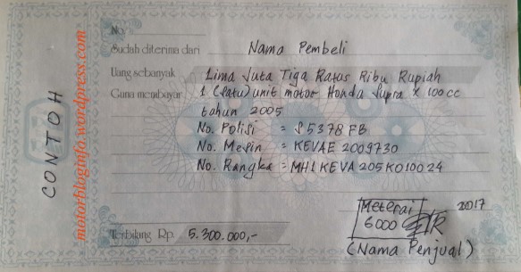 Contoh Kwitansi Jual Beli Motor Bekas Mobil Bekas Ceritaoto Kwitansi