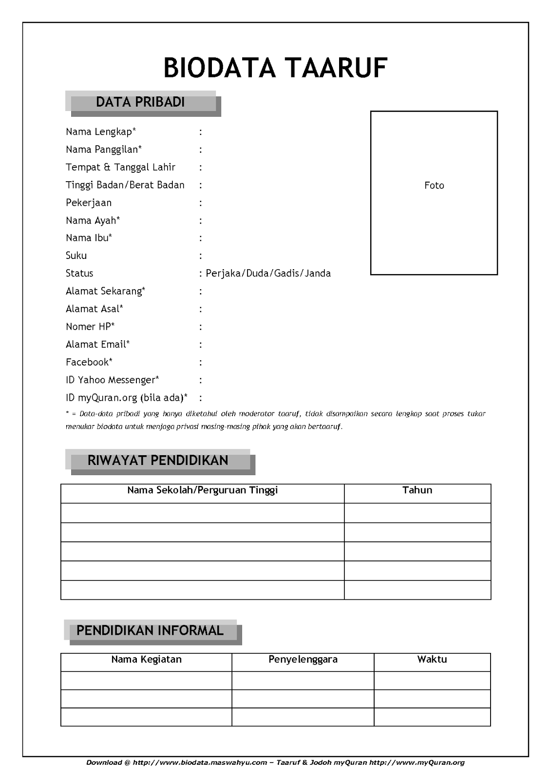 Pelajar Contoh Biodata Diri Kreatif  Bila Rasa