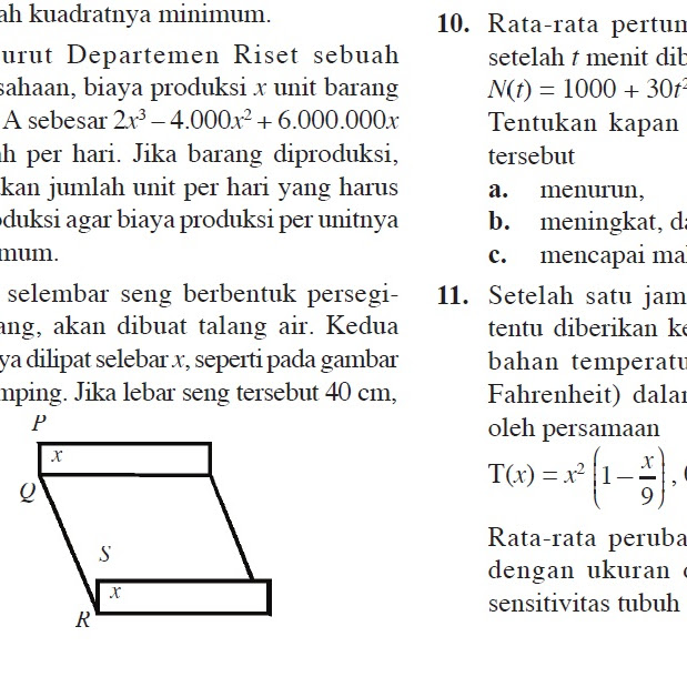 contoh soal aplikasi turunan fungsi  kehidupan sehari hari