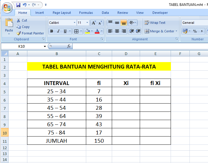 Tutorial Cara Menghitung Rata Rata Tabel Distribusi Frekuensi Di Excel 2110