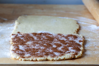 cinnamon and sugar on half