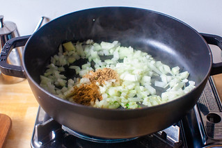 onion, garlic, cumin, coriander