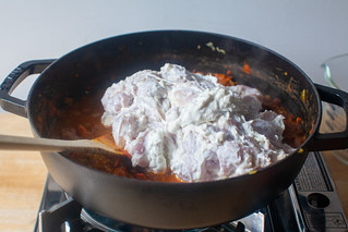 add the marinated chicken