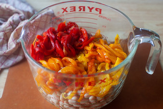 cut the peppers into thin strips