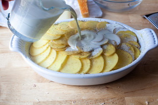 pour cream or milk over