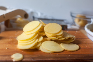 thinly sliced potatoes