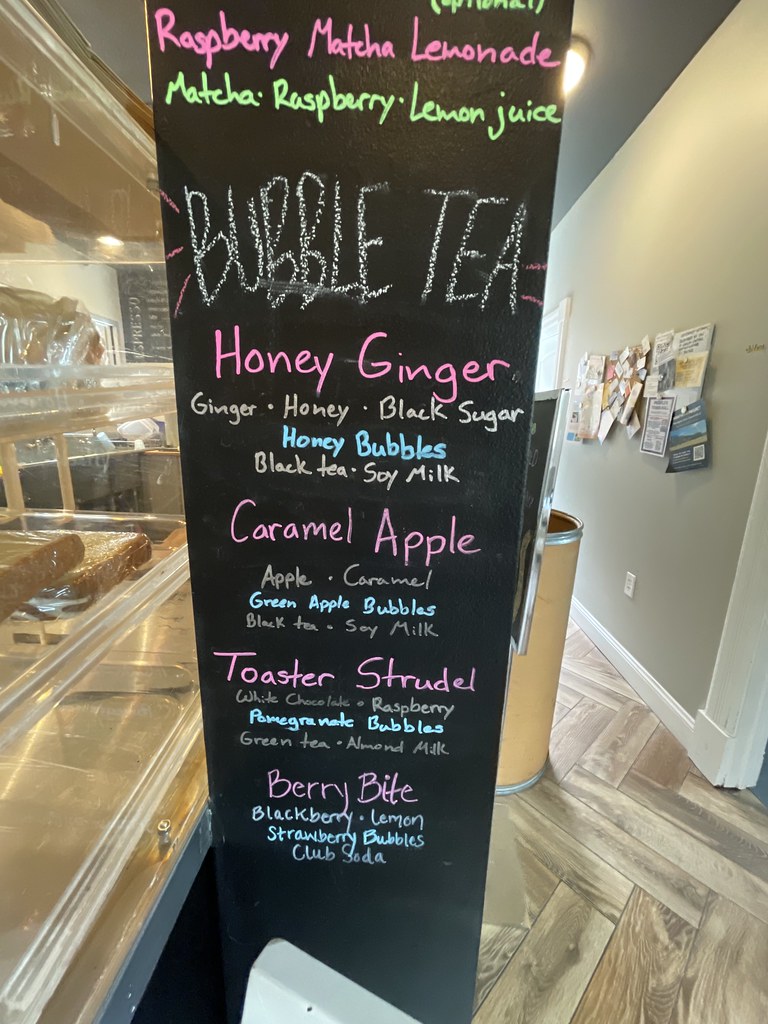 A chalkboard style menu that reads 