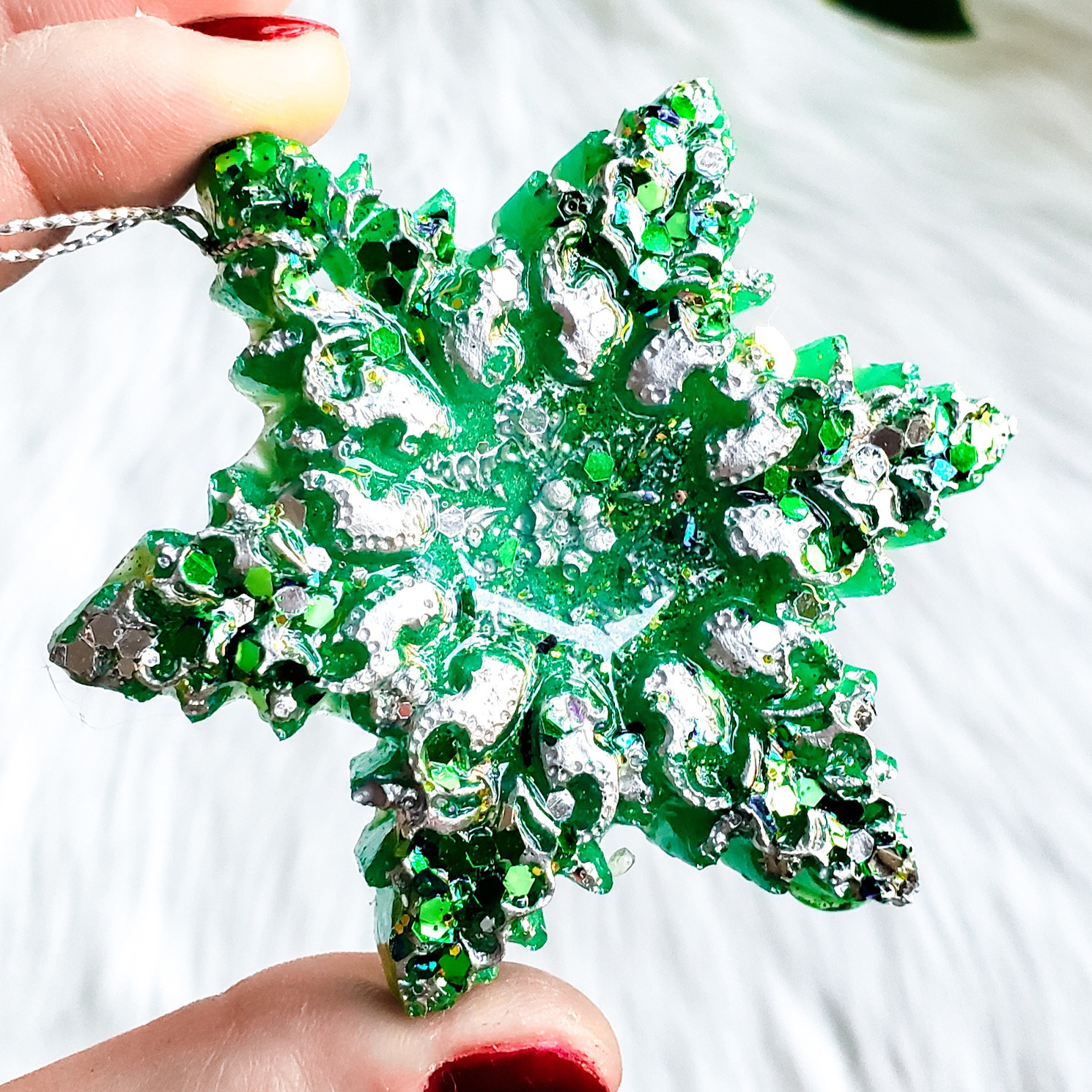 Christmas Ornaments - Green/Silver