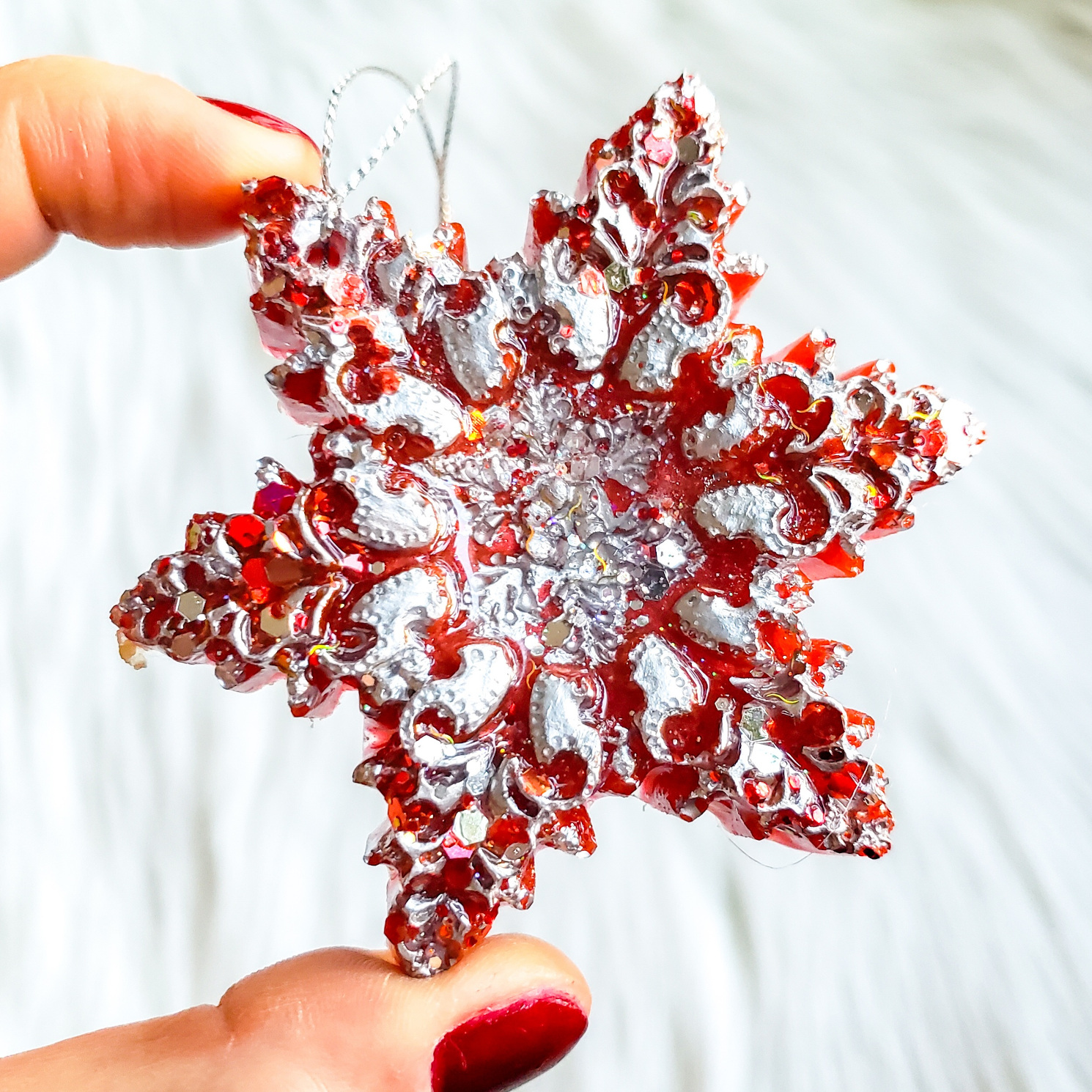 Christmas Ornaments - Red/Silver - Image 2