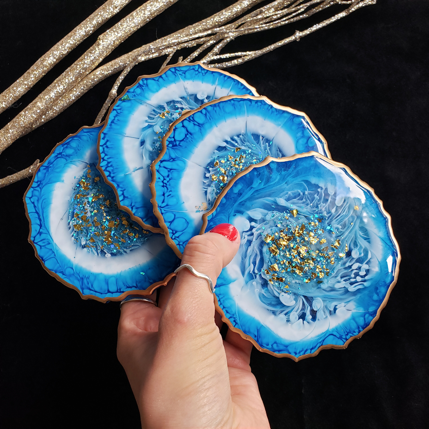Geode Coasters, Blue - Image 4