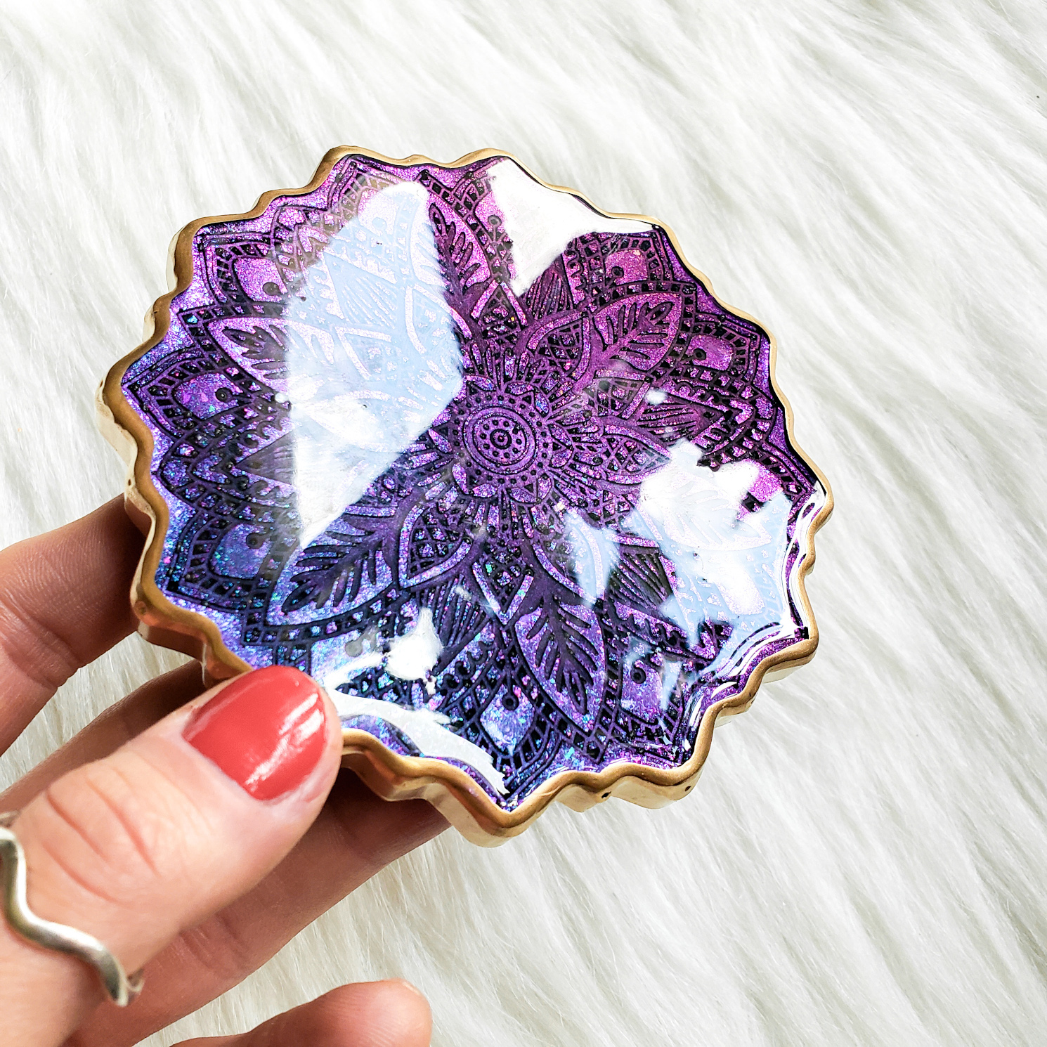 MADE TO ORDER - Mandala Coaster Set - Color-Shifting - Image 3