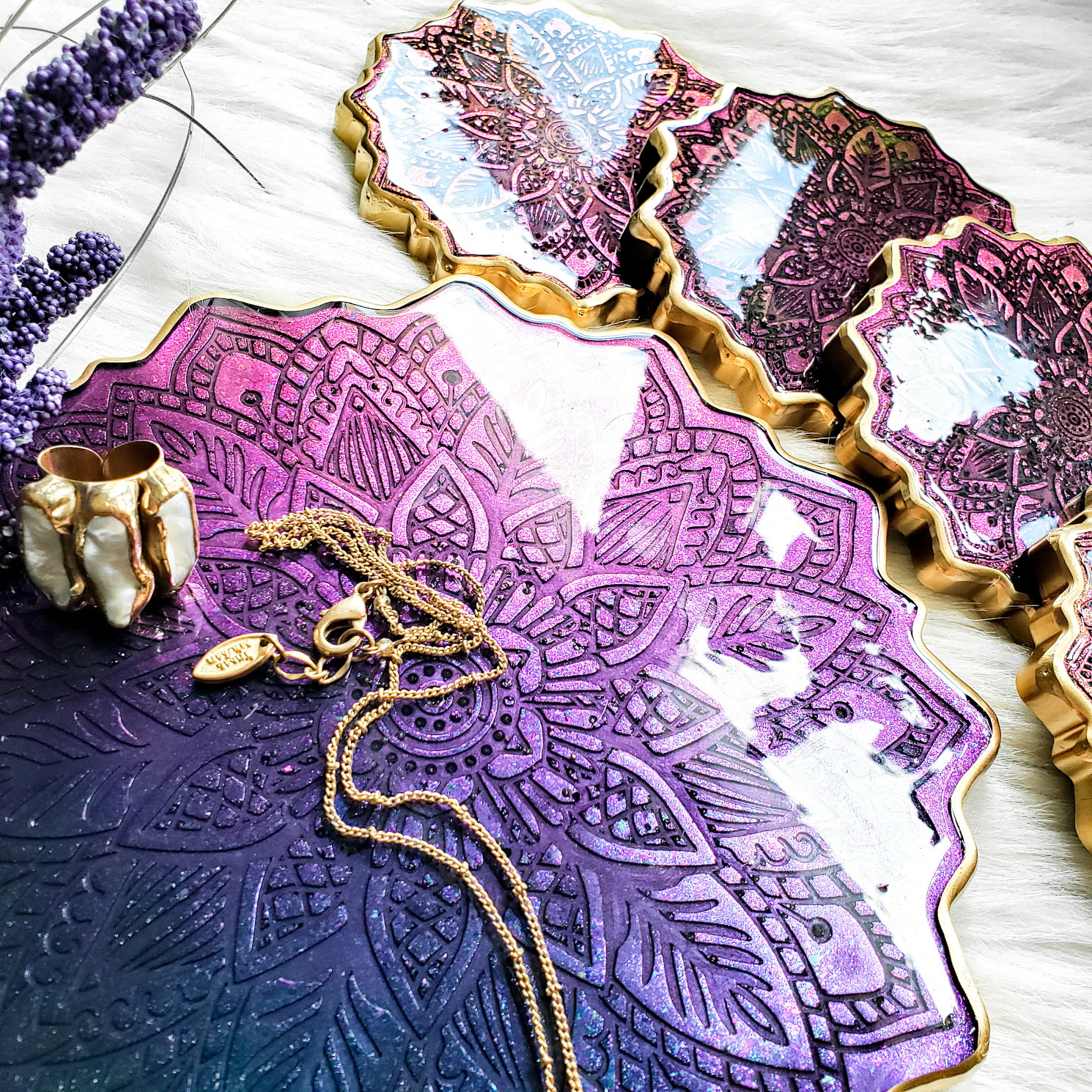 MADE TO ORDER - Mandala Coaster Set - Color-Shifting - Image 4