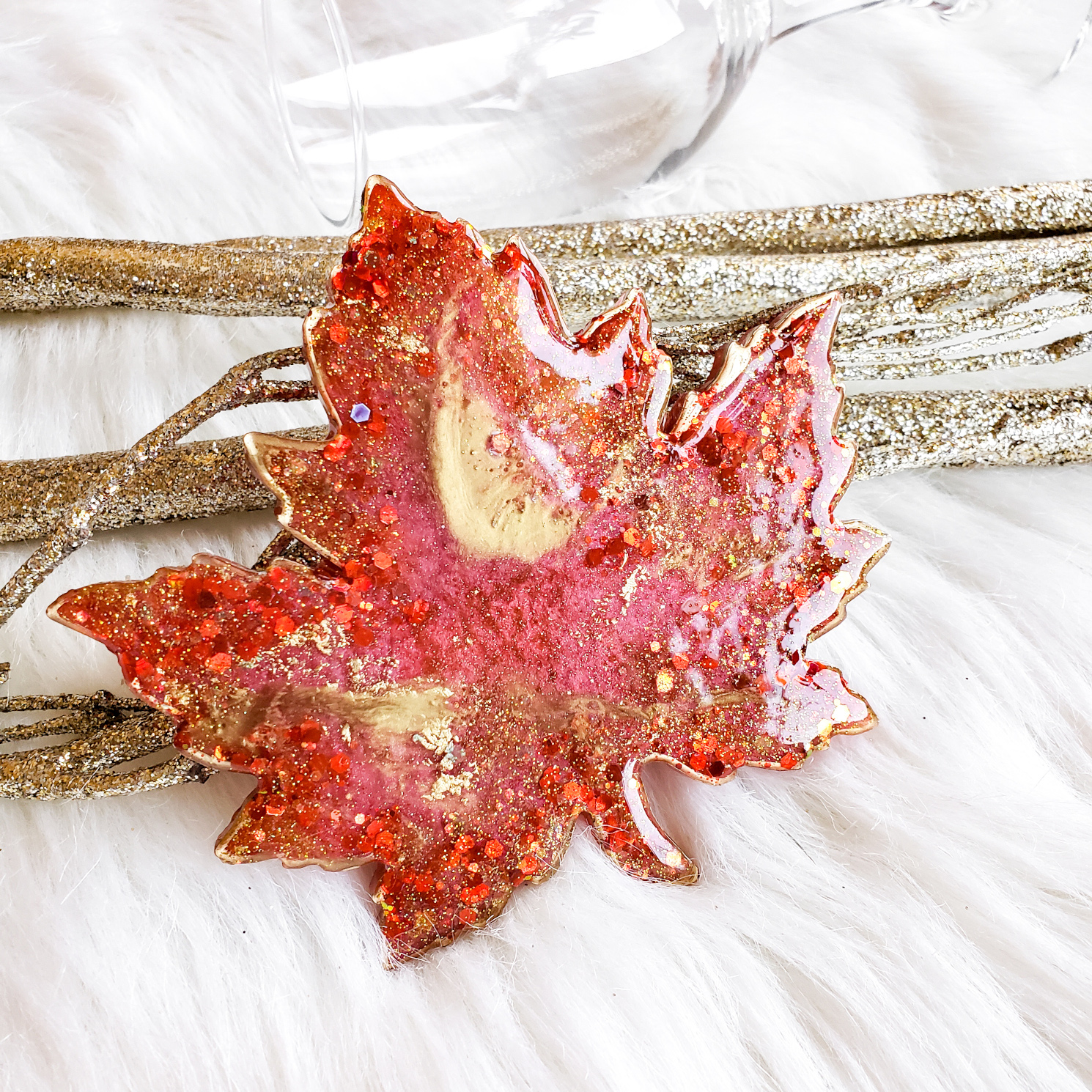 Maple Leaf Coasters - Red/Gold
