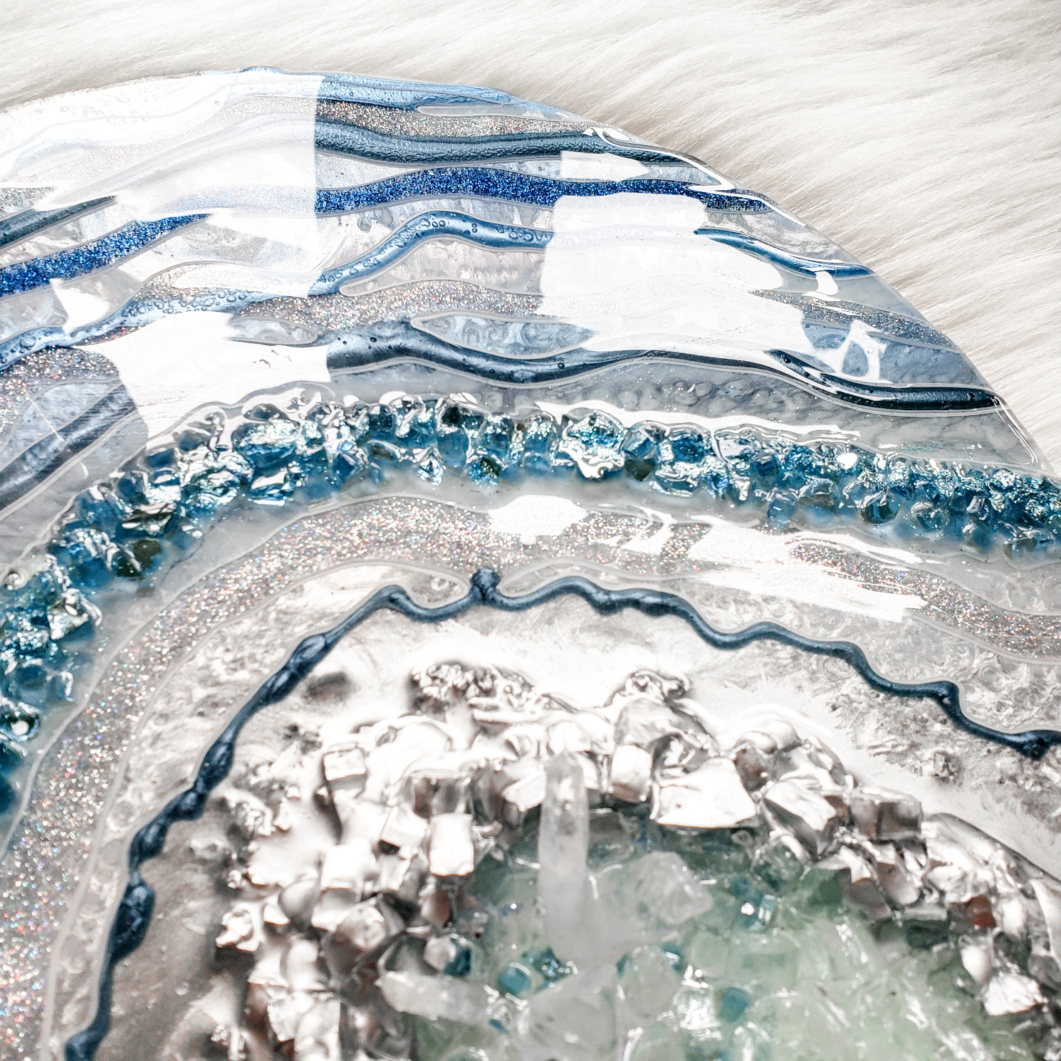Resin Geode Artwork, 12'' x 12'' - Image 4