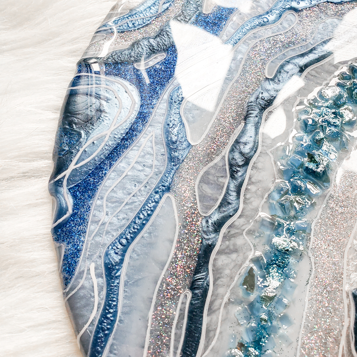 Resin Geode Artwork, 12'' x 12'' - Image 3