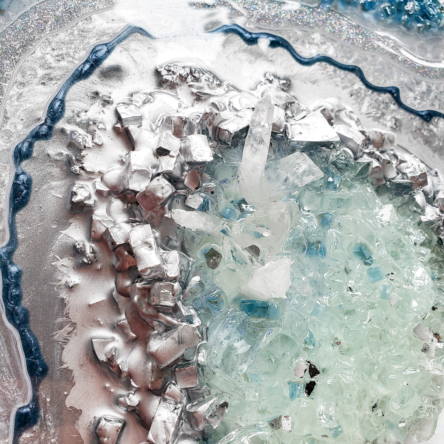 Resin Geode Artwork, 12'' x 12'' - Image 5