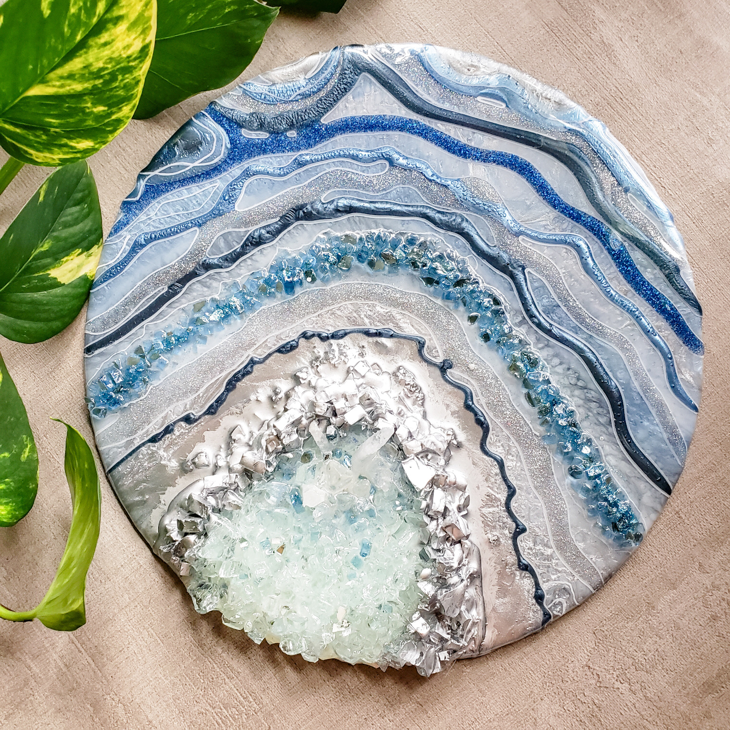 Resin Geode Artwork, 12'' x 12'' - Image 6