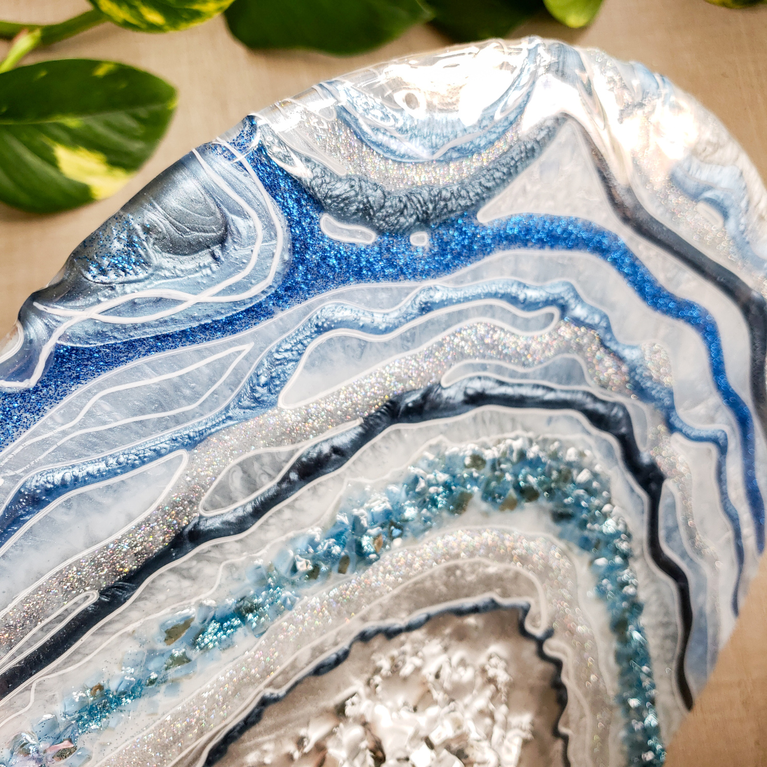 Resin Geode Artwork, 12'' x 12'' - Image 7