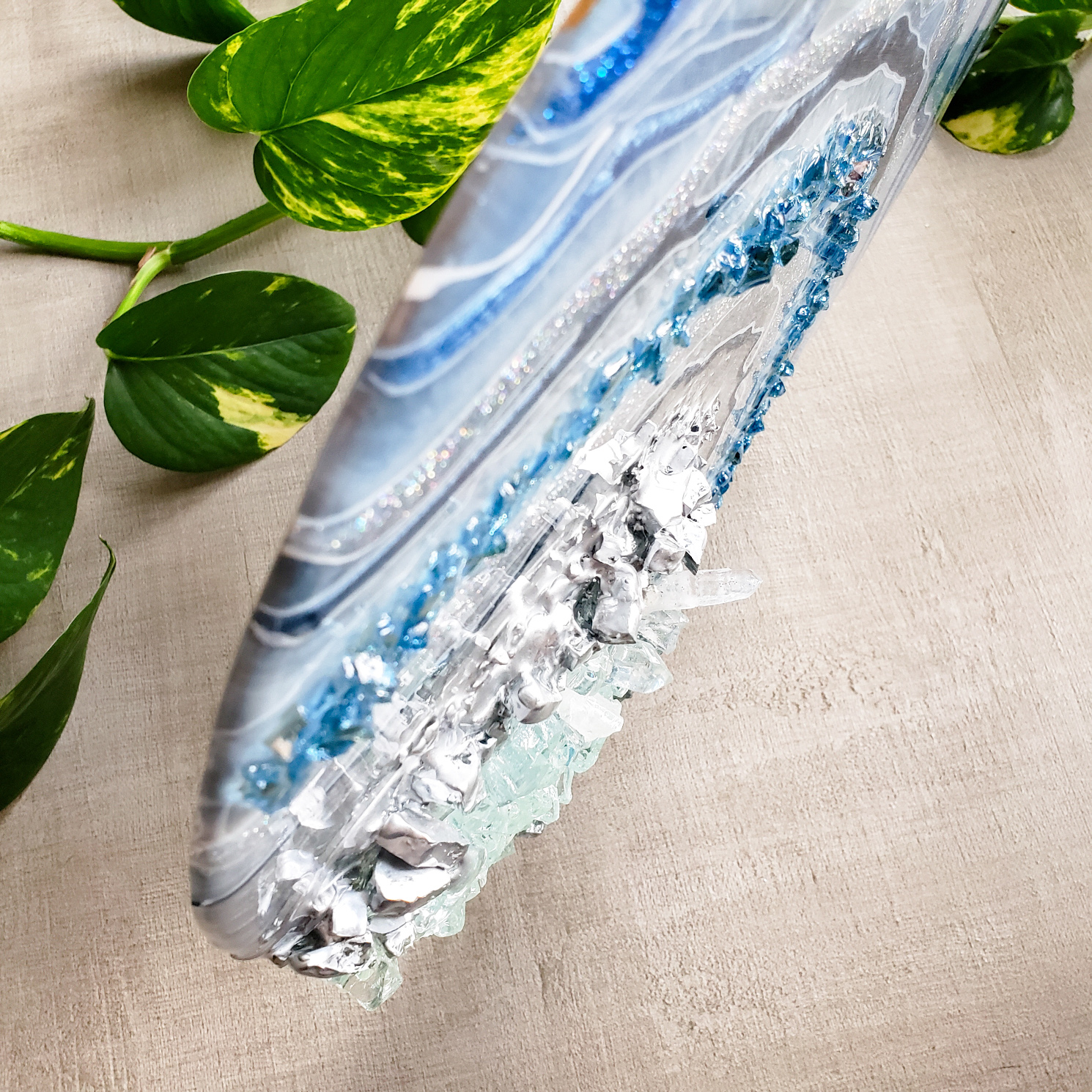 Resin Geode Artwork, 12'' x 12'' - Image 8