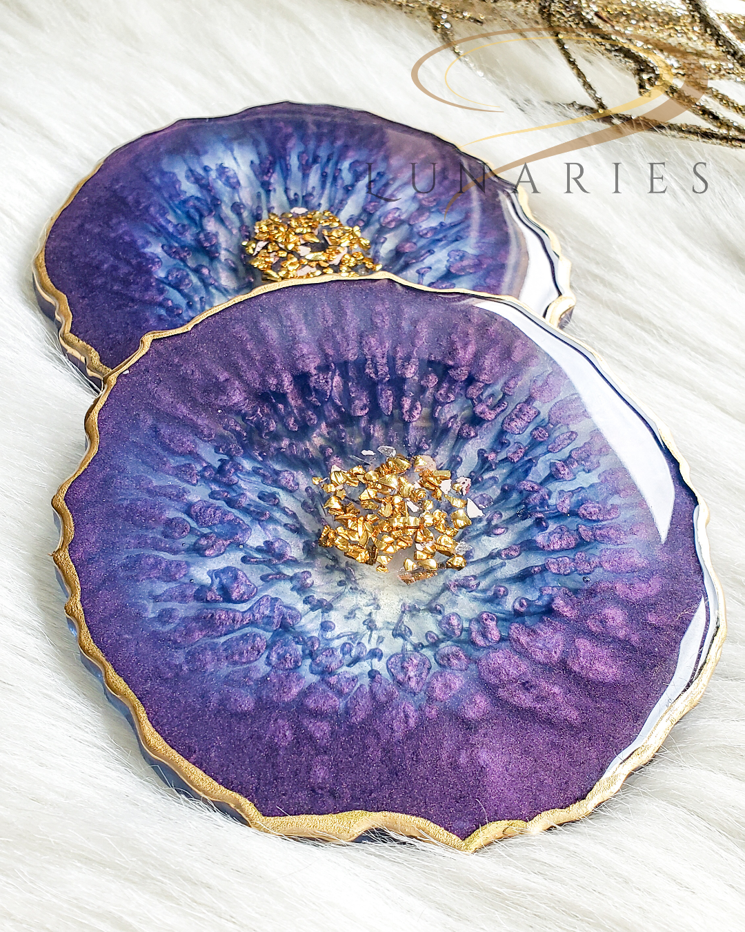 Resin Geode Coasters, Set of 2