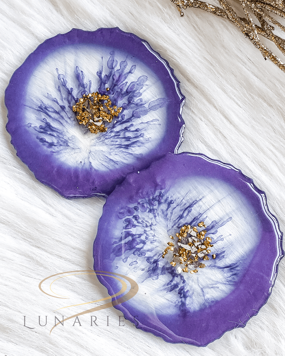 Resin Geode Coasters, Set of 2