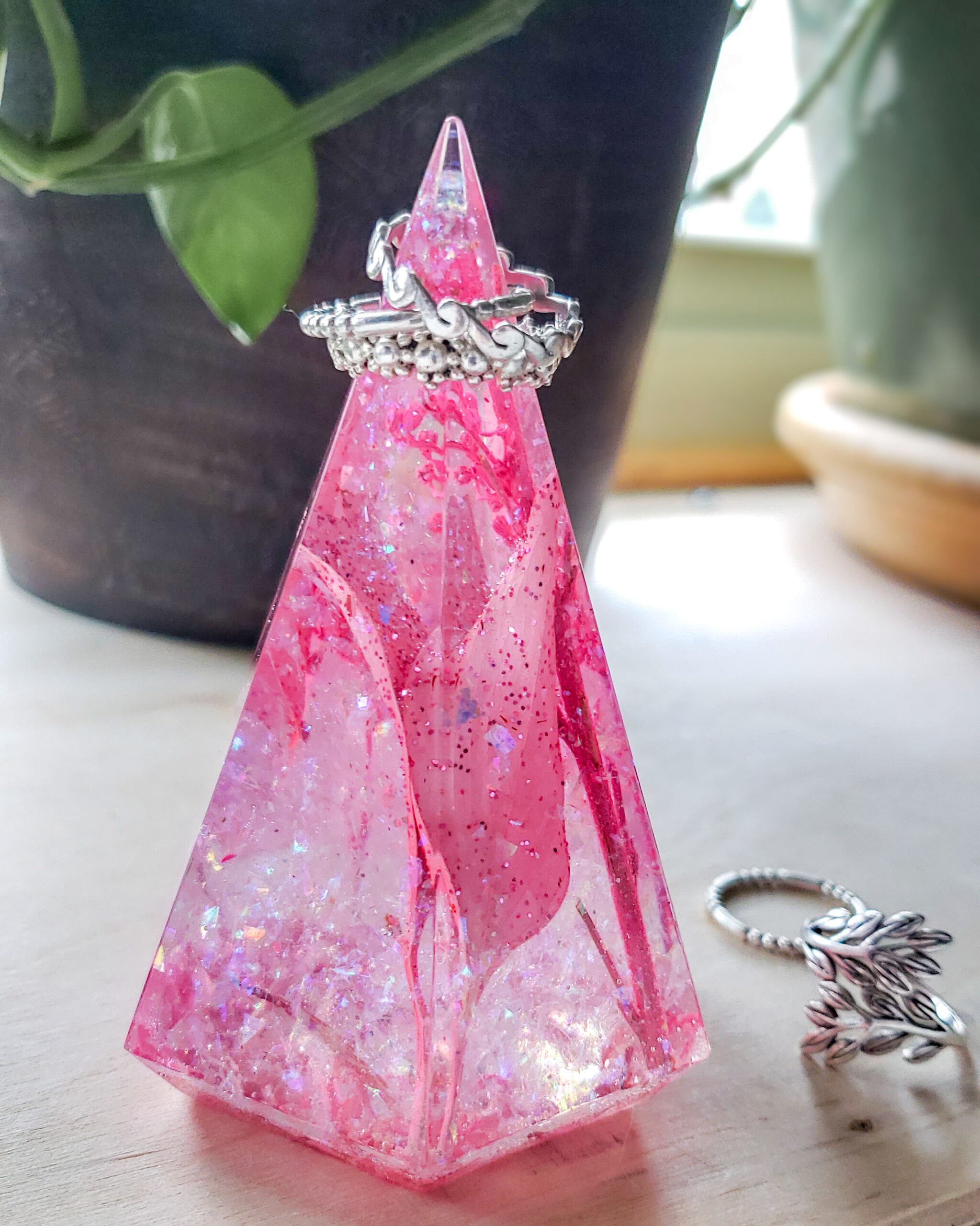 Ring Holder with Dried Flowers - Pink - Image 2