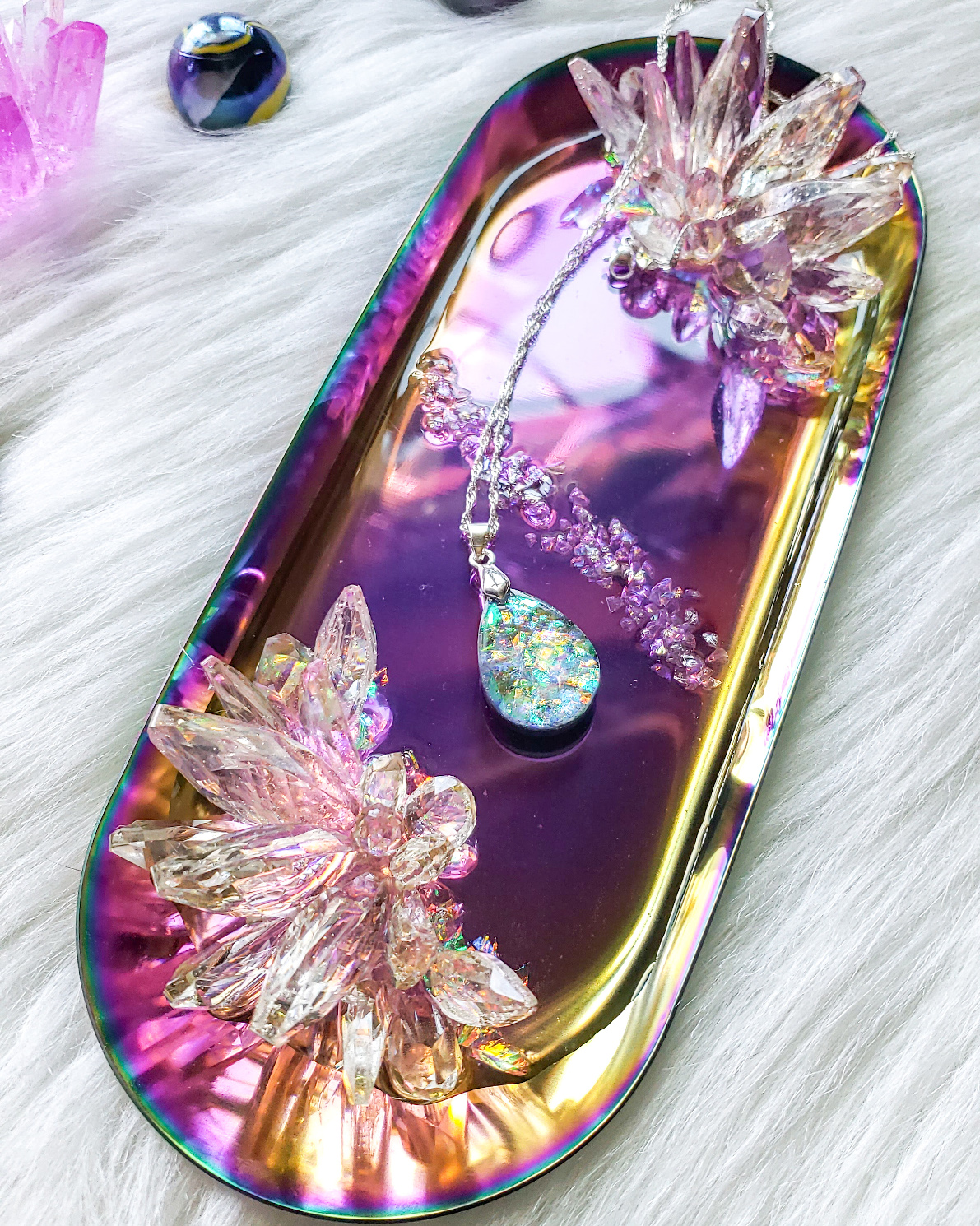 Jewelry Tray with Resin Crystals - Gradient Pink - Image 5