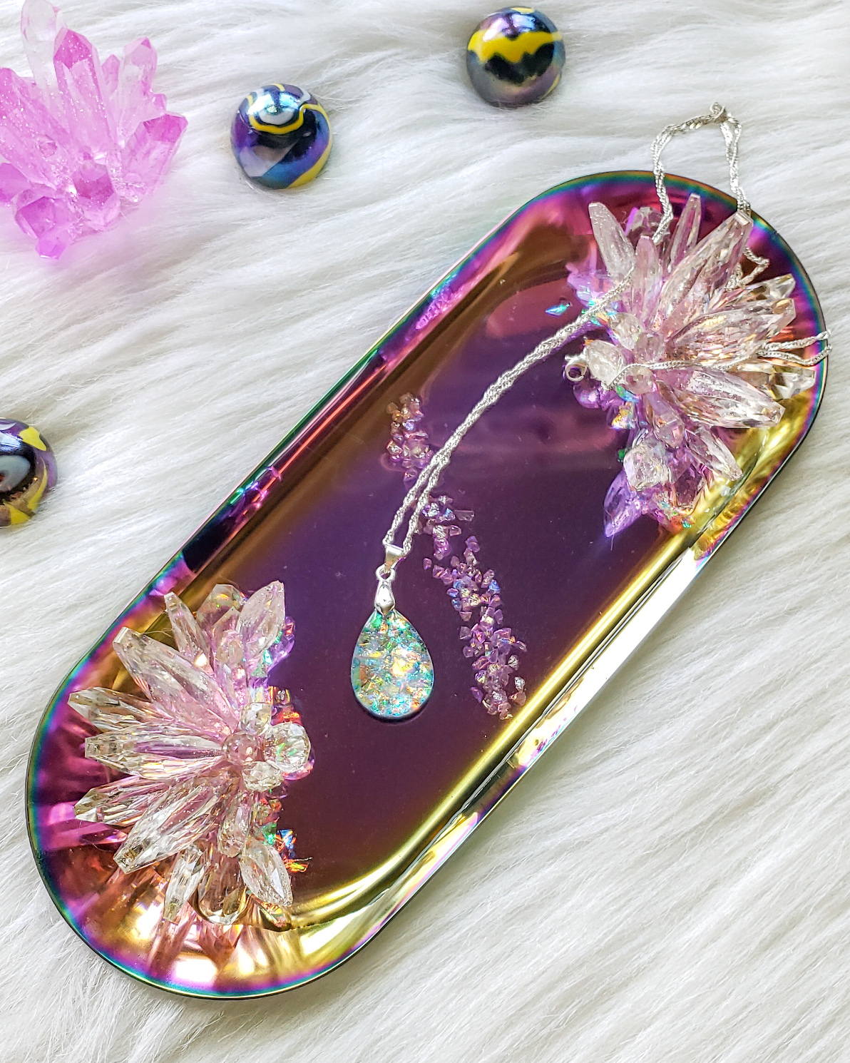 Jewelry Tray with Resin Crystals - Gradient Pink - Image 3