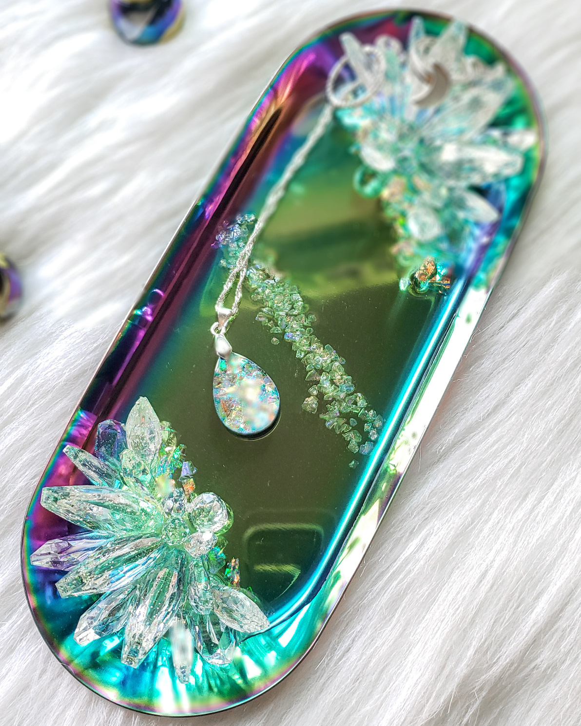 Jewelry Tray with Resin Crystals - Gradient Green - Image 2