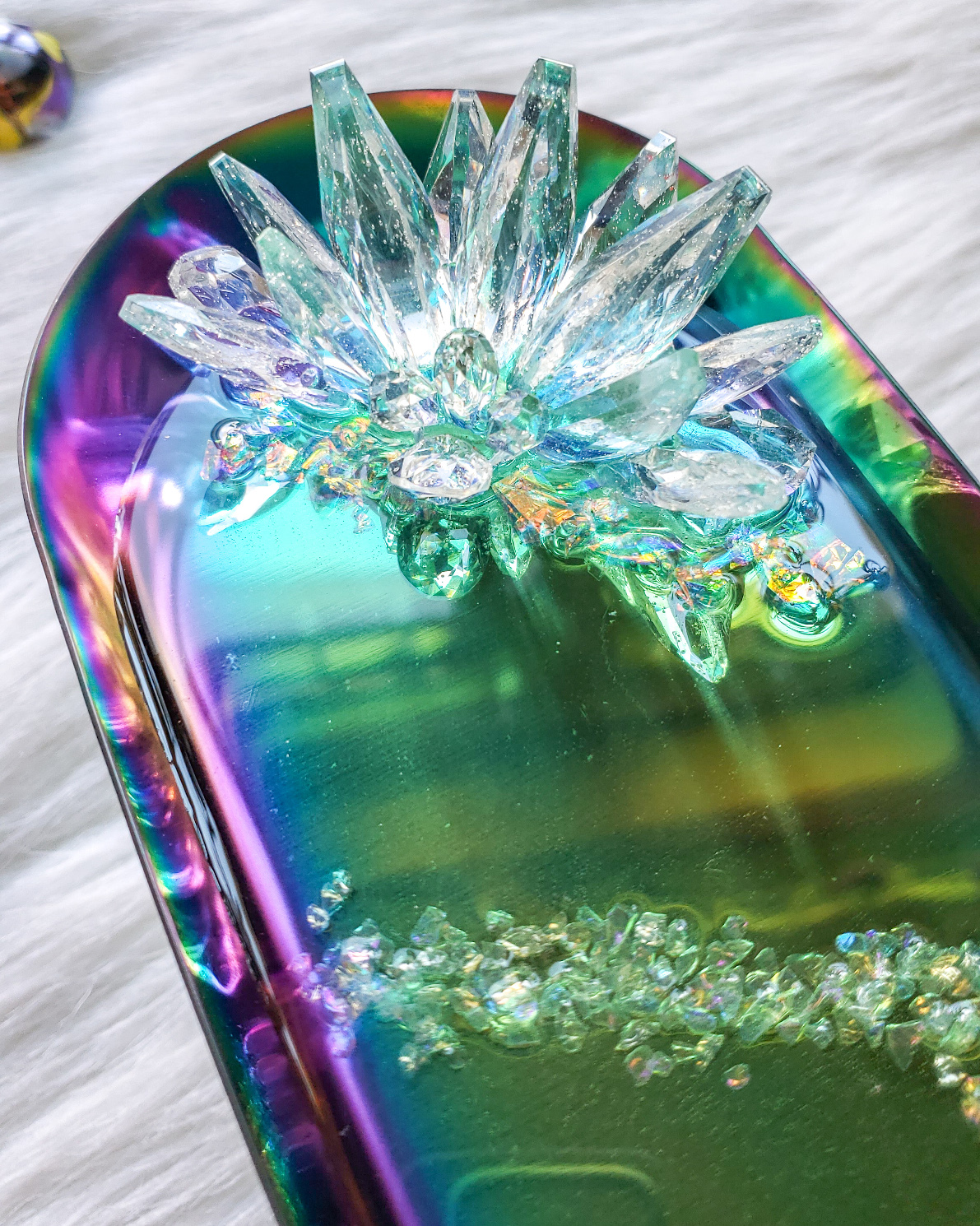 Jewelry Tray with Resin Crystals - Gradient Green - Image 3