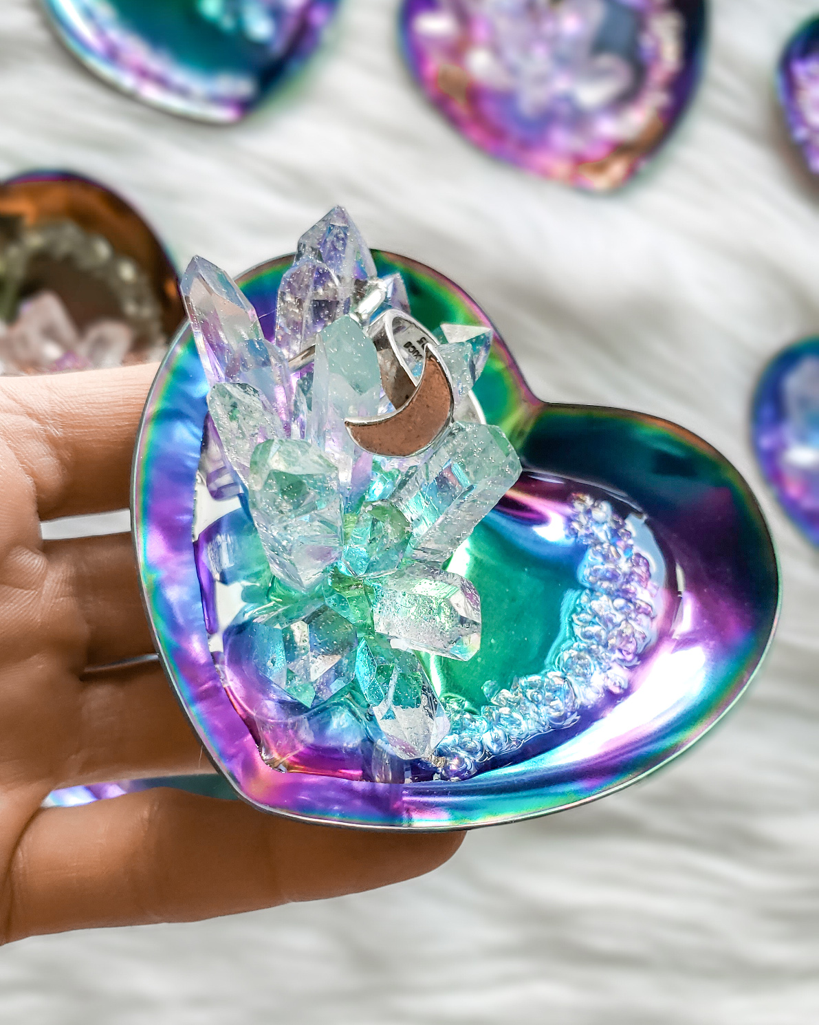 Heart Ring Dish with Resin Crystals - Image 3