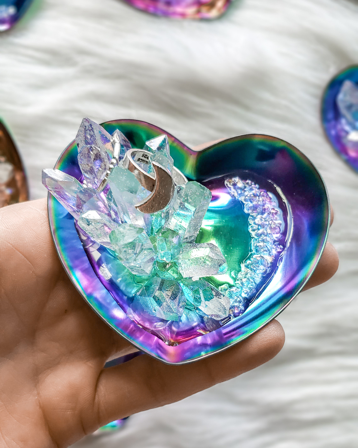 Heart Ring Dish with Resin Crystals - Image 2