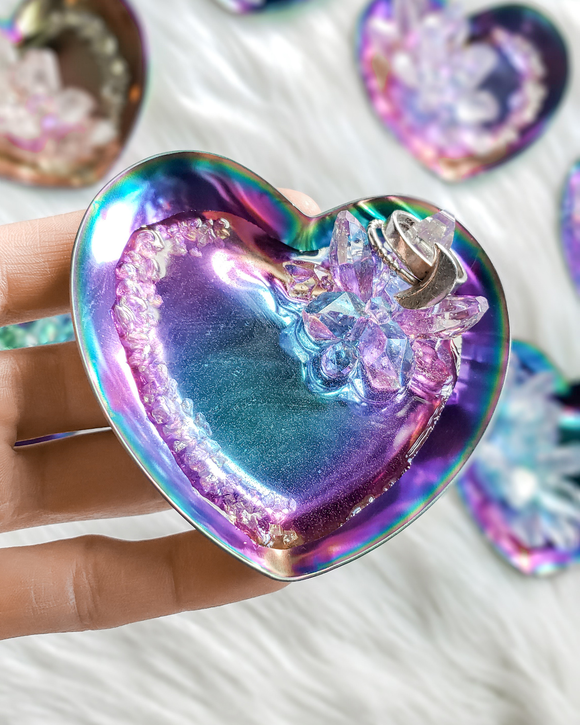 Heart Ring Dish with Resin Crystals - Image 4