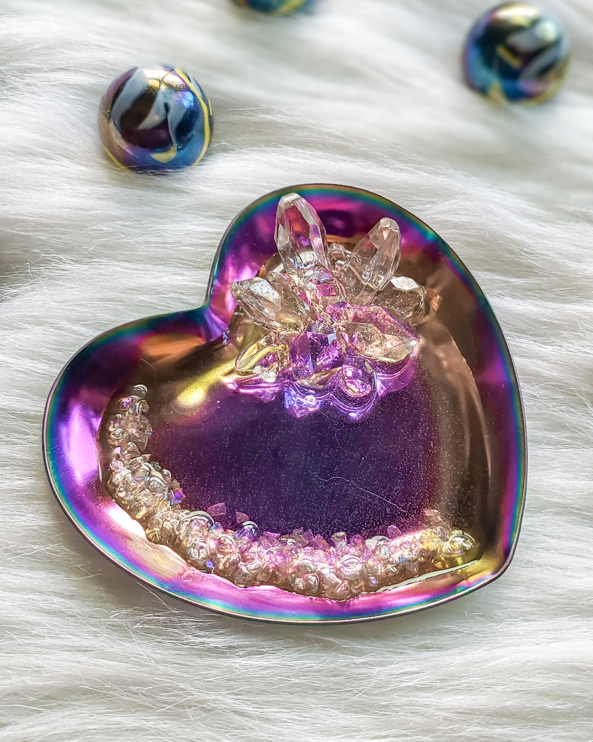 Heart Ring Dish with Resin Crystals