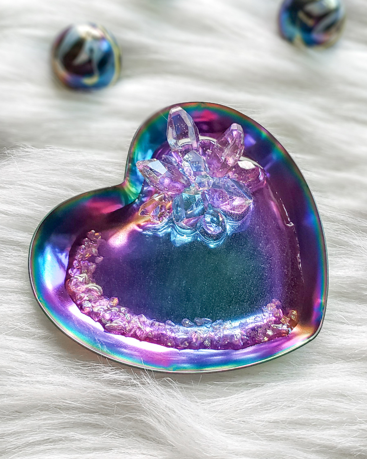 Heart Ring Dish with Resin Crystals