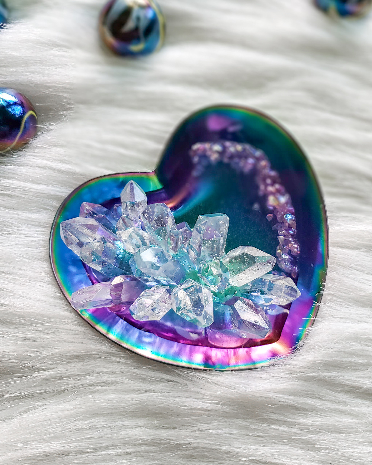 Heart Ring Dish with Resin Crystals