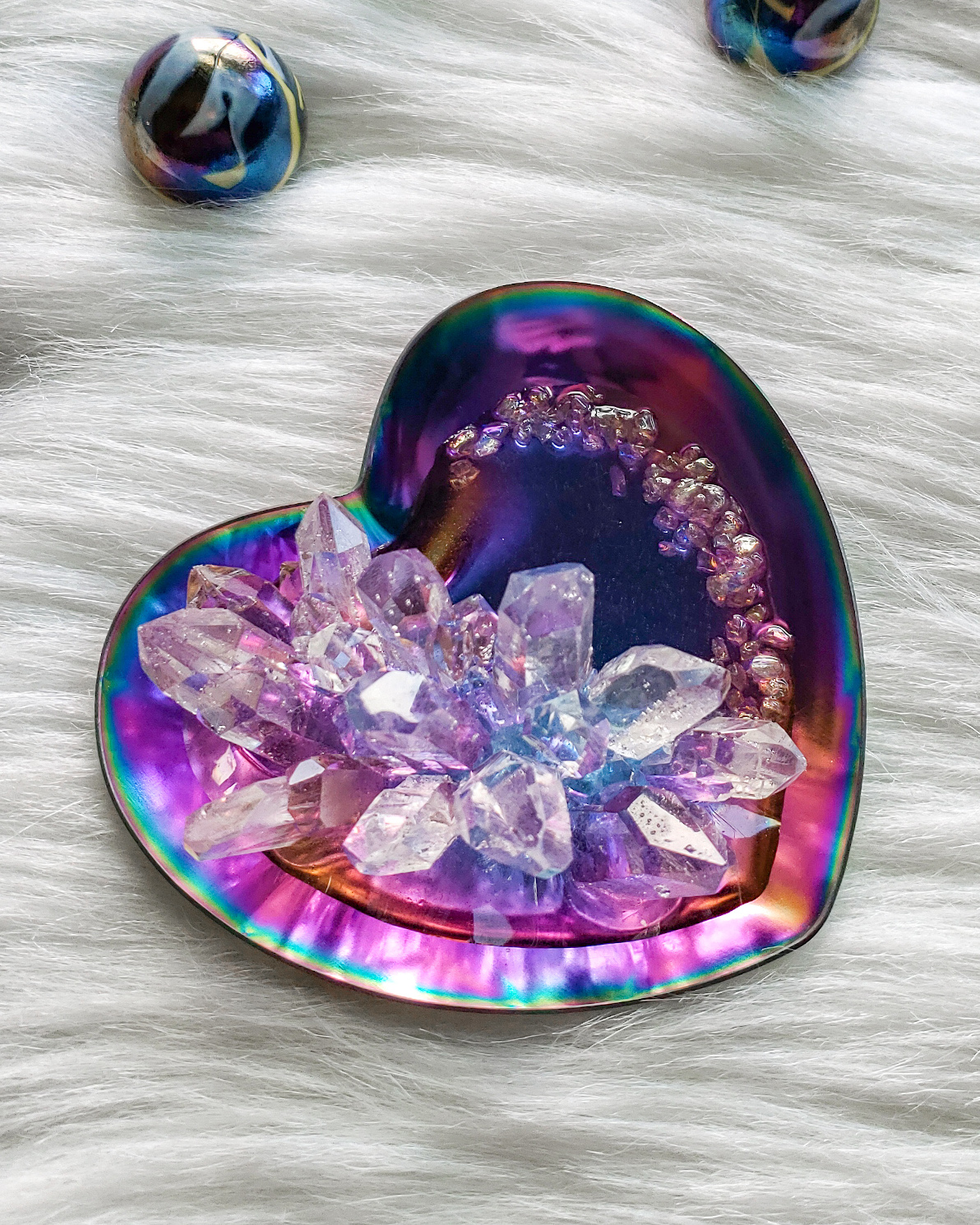 Heart Ring Dish with Resin Crystals