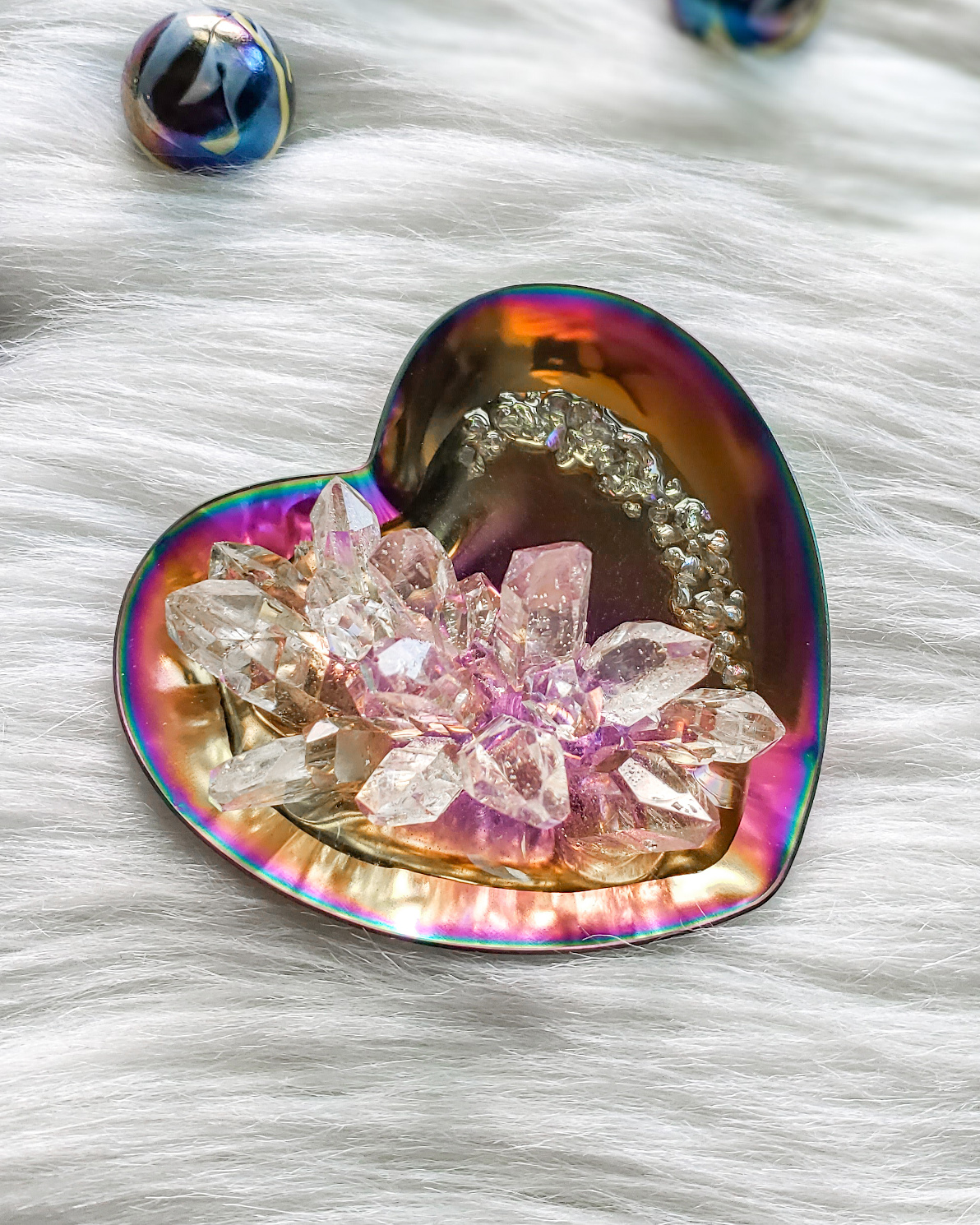 Heart Ring Dish with Resin Crystals