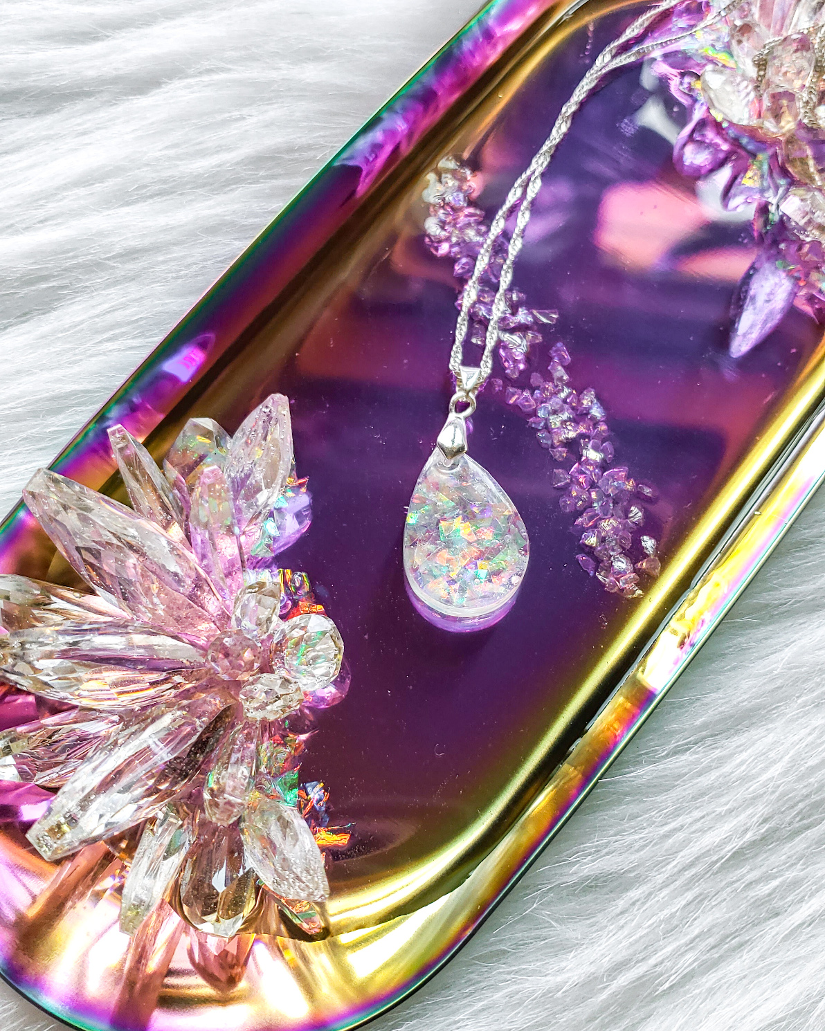 Jewelry Tray with Resin Crystals - Gradient Pink - Image 4