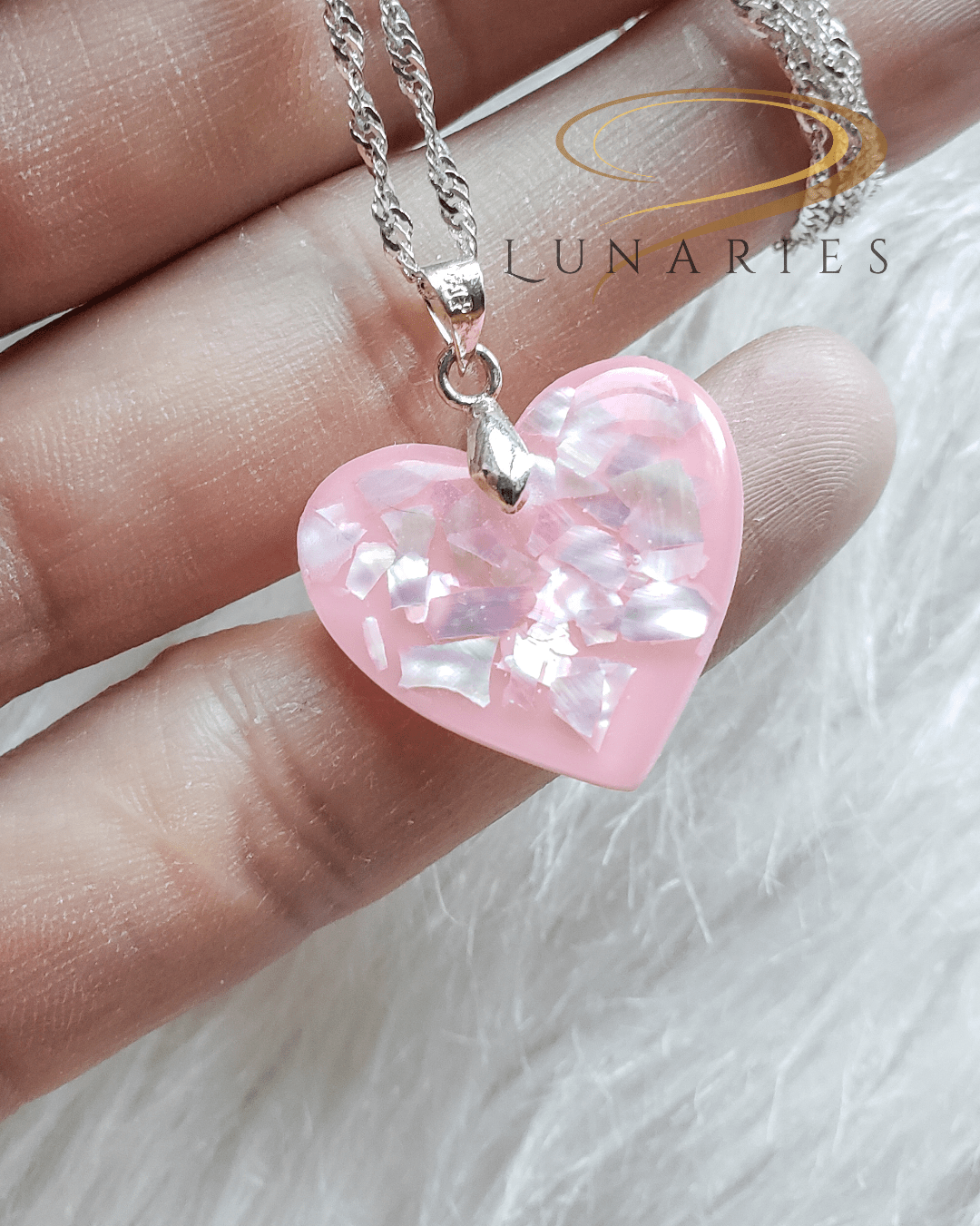 Resin Heart Jewelry Set – Earrings & Pendant with Chain - Image 2