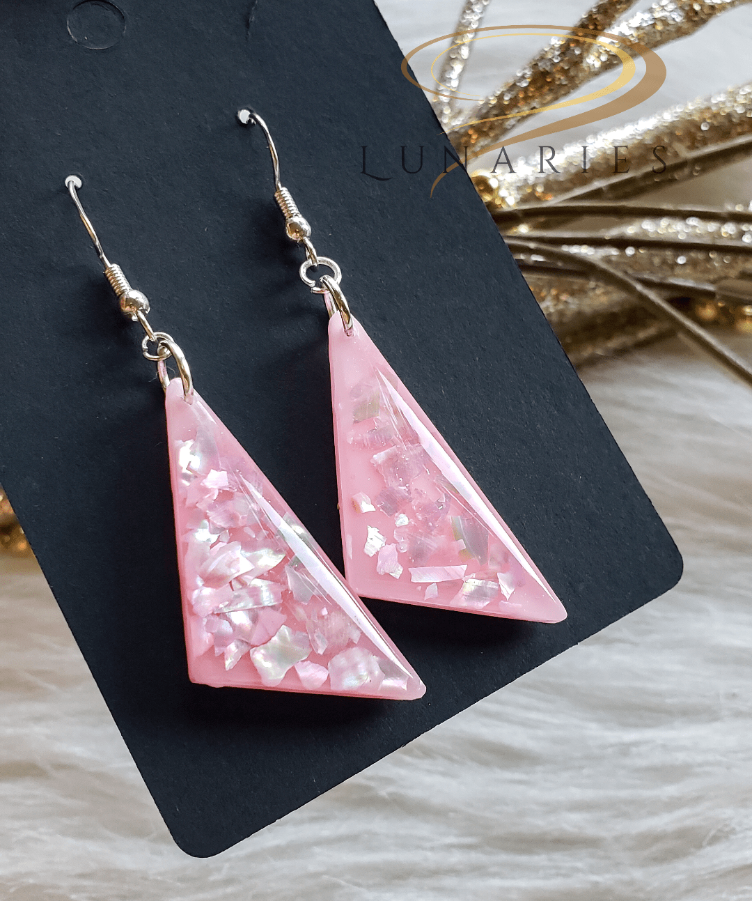 Modern Earrings with Crushed Abalone