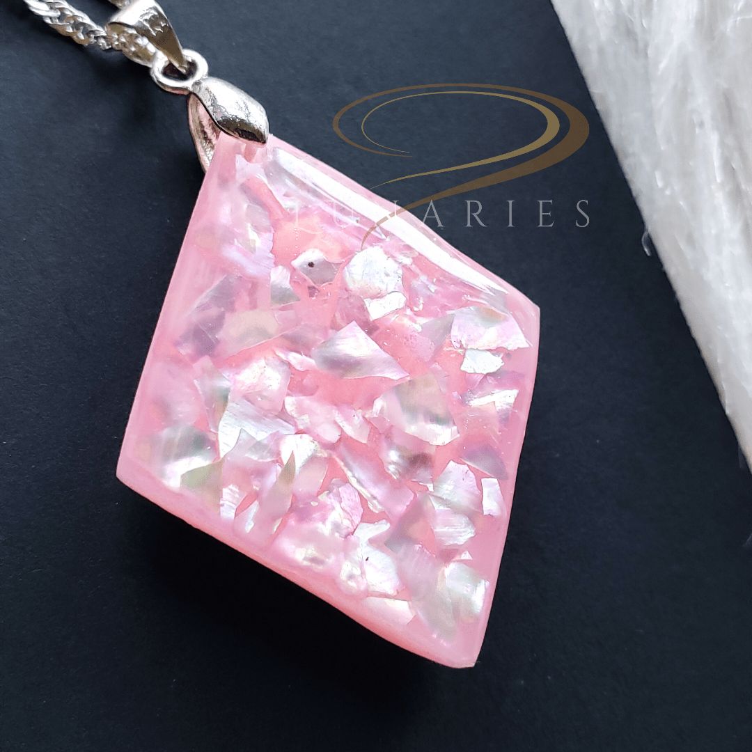 Rhombus Pendant with Crushed Abalone