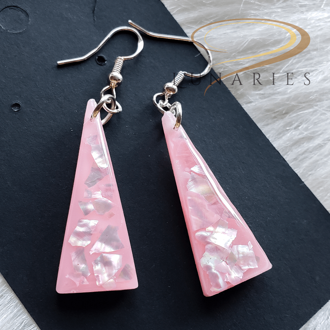 Triangle Earrings with Crushed Abalone
