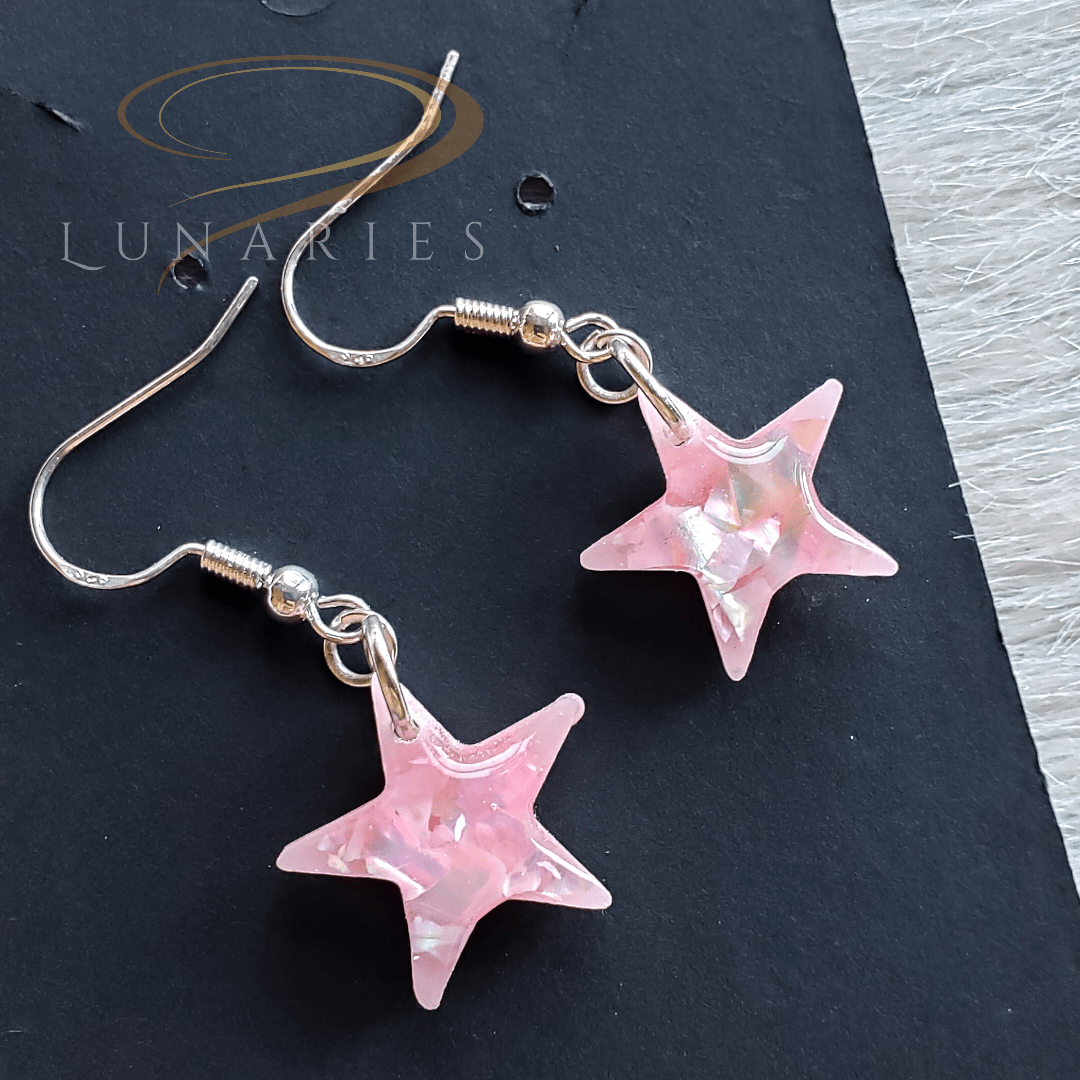 Star Earrings with Crushed Abalone